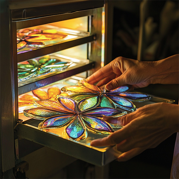 Firing the glass in a kiln