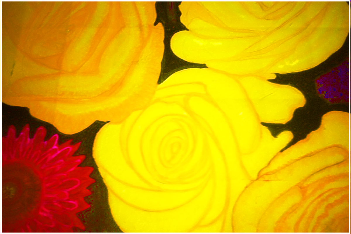 Warm-Toned Oil Pastel Floral Composition