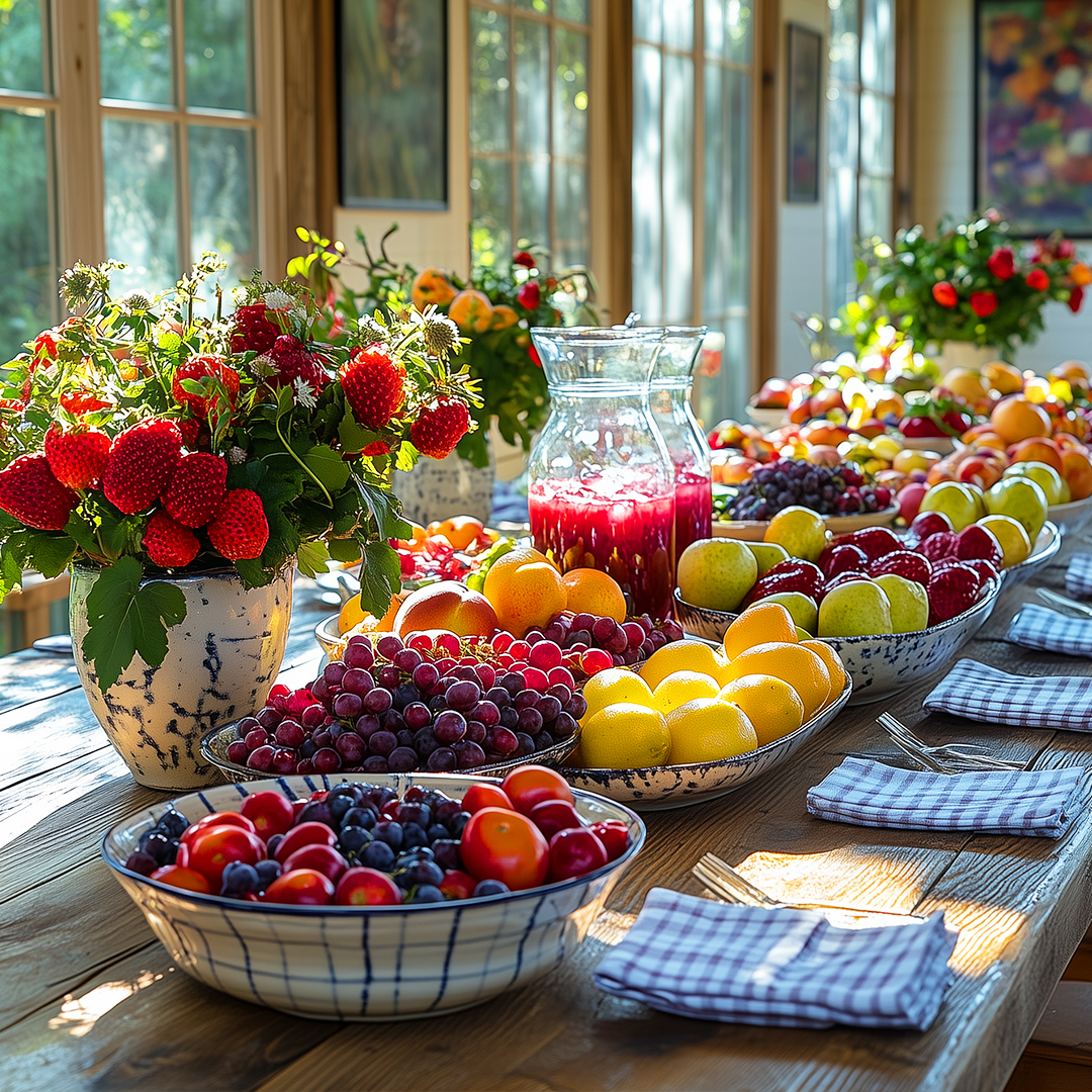 Summer orchard fruit and vegetables