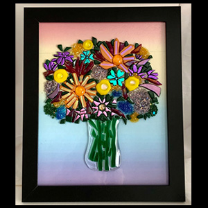 Lucky You Bouquet Of Forever FloIrs 8.5 inch x 10.5 inch Framed Glass Art