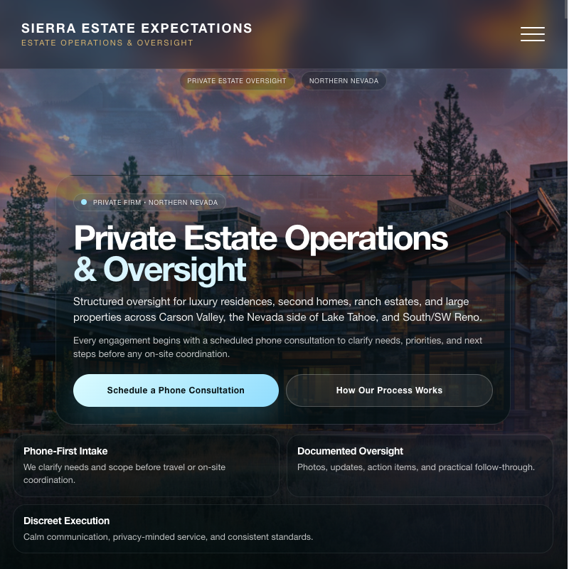 Sierra Estate Expectations Phase One Concept Website